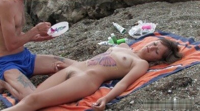Naked body art on the beach Full HD video - I attended a nudist gathering