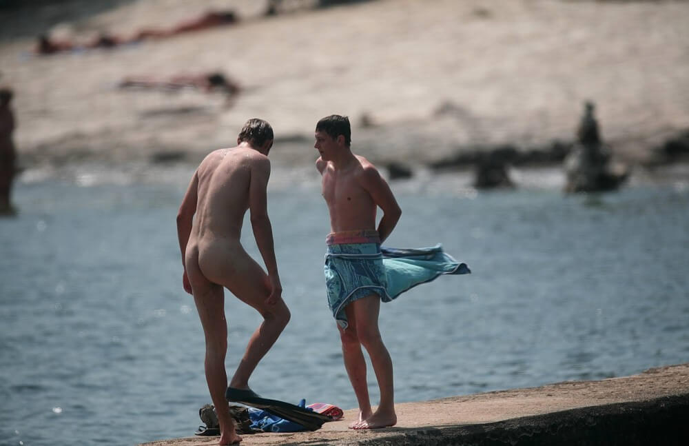 Nudists Boys - Water Prep On The Ledge - Naturism encourages you to value inner harmony and peace