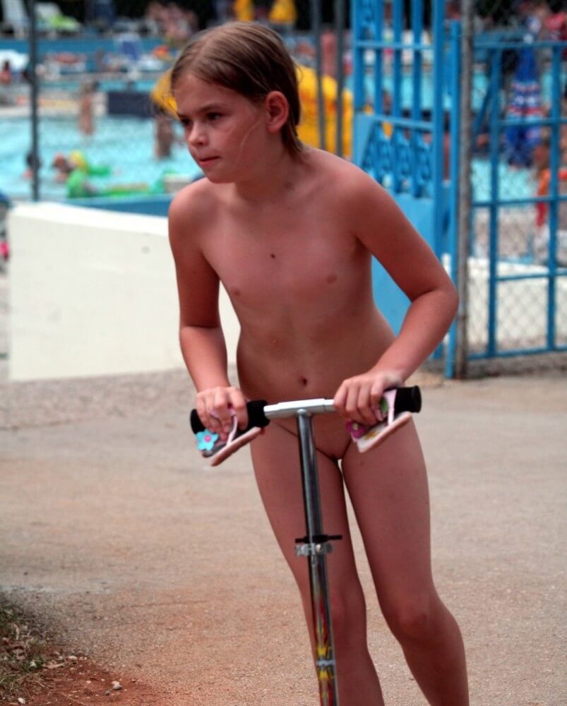 Pool-Side Naturist Scooter pics - Peace and tranquility are important values for advocates of naturism and nudism
