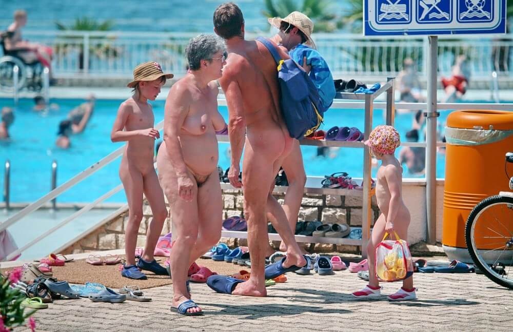Family Poolside Grouping pics - Respect for one another and for the natural world are key principles of nudism and naturism